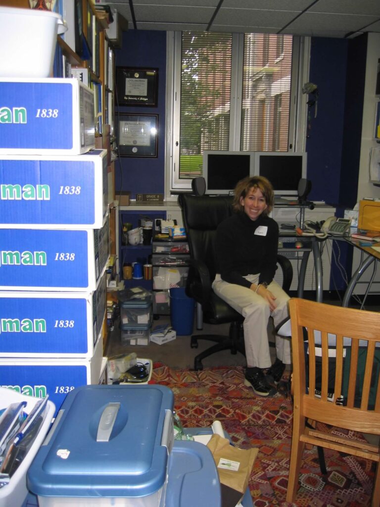 April a long long time ago in her first office